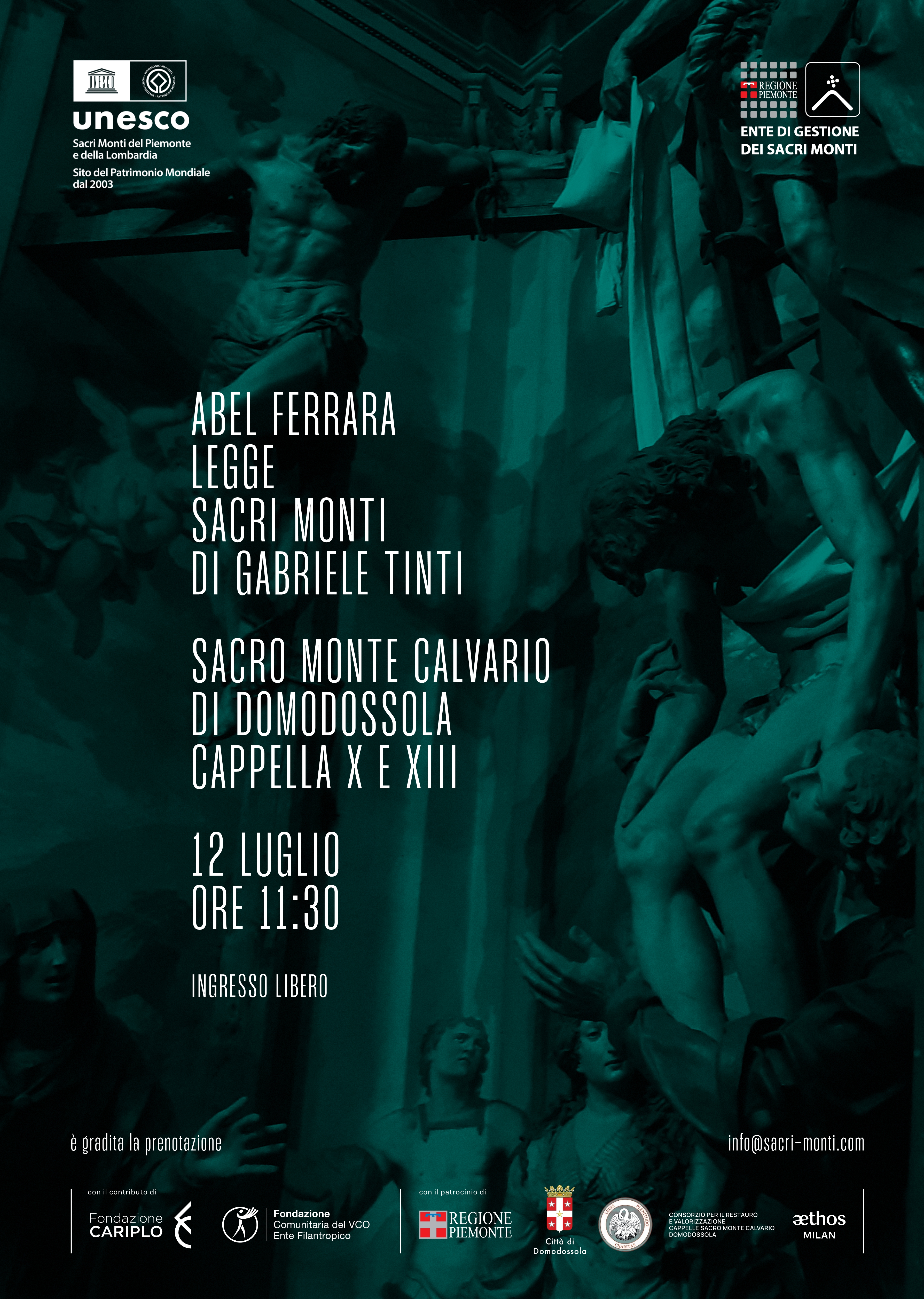 Domodossola - Abel Ferrara legge i Sacri Monti di Gabriele Tinti - Domenica 12 luglio 2026