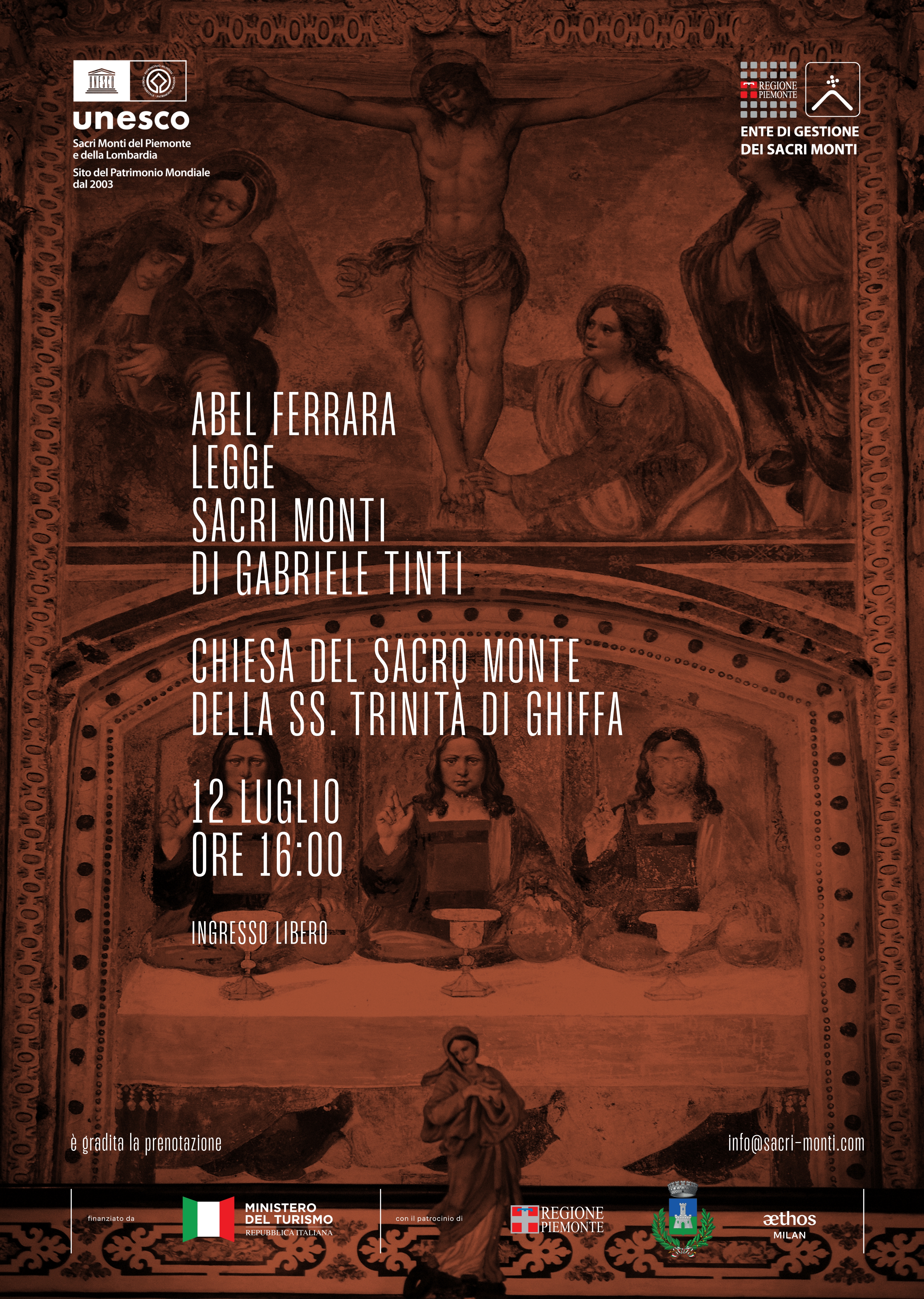 Ghiffa - Abel Ferrara legge i Sacri Monti di Gabriele Tinti - Domenica 12 luglio 2026.