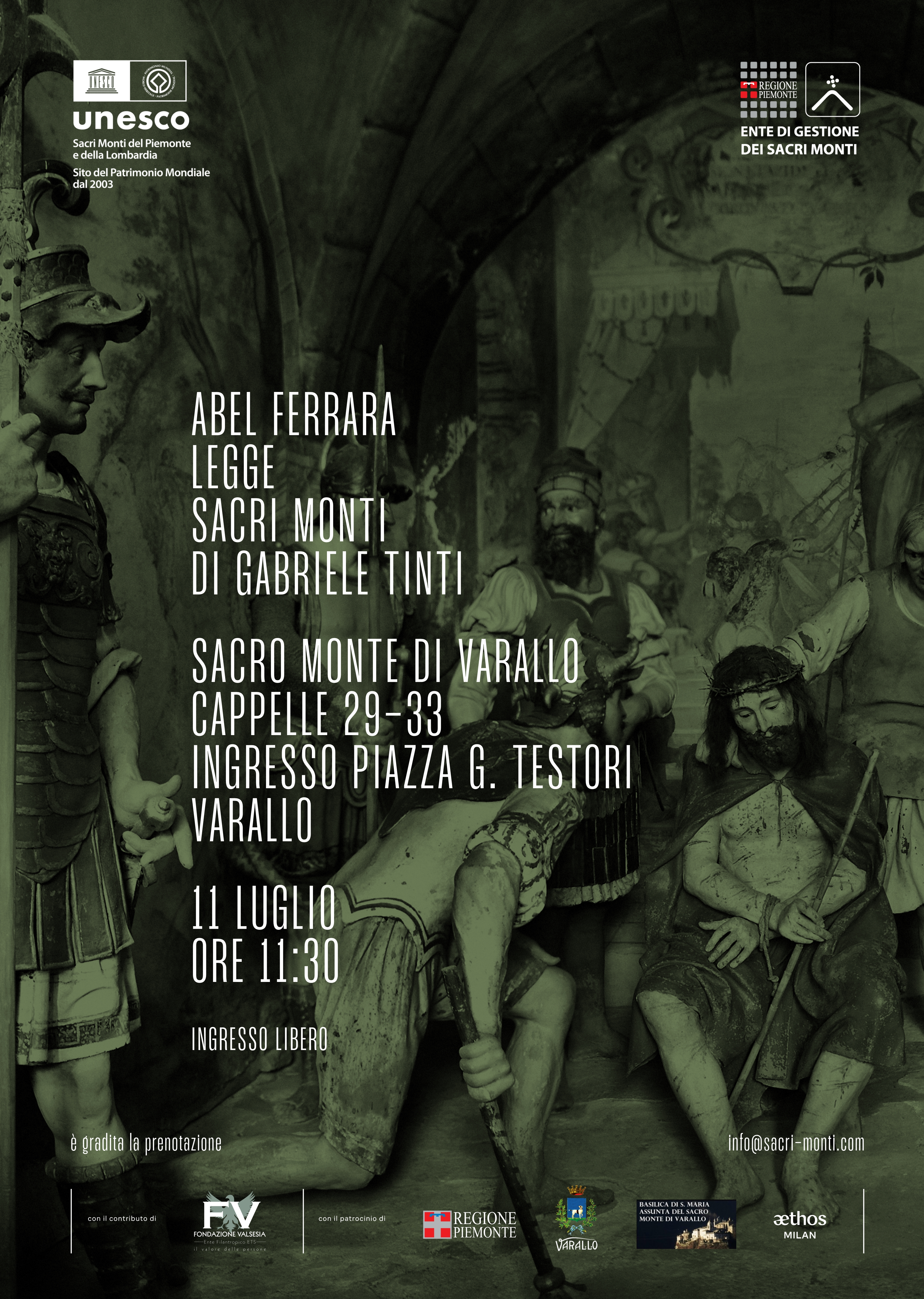 Varallo - Abel Ferrara legge i Sacri Monti di Gabriele Tinti - Sabato 11 luglio 2026