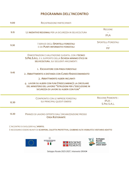 “Sicurezza in bosco” - Serralunga di crea (AL) giovedì 23 luglio 2026 ore 9:00
